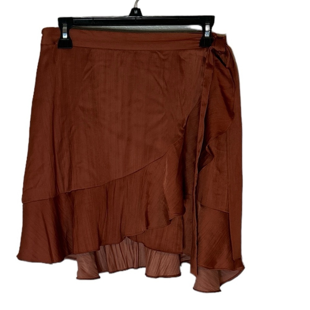 Maeve by Anthropologie NWT chocolate wrap skirt with tie and ruffle size S - Picture 3 of 10
